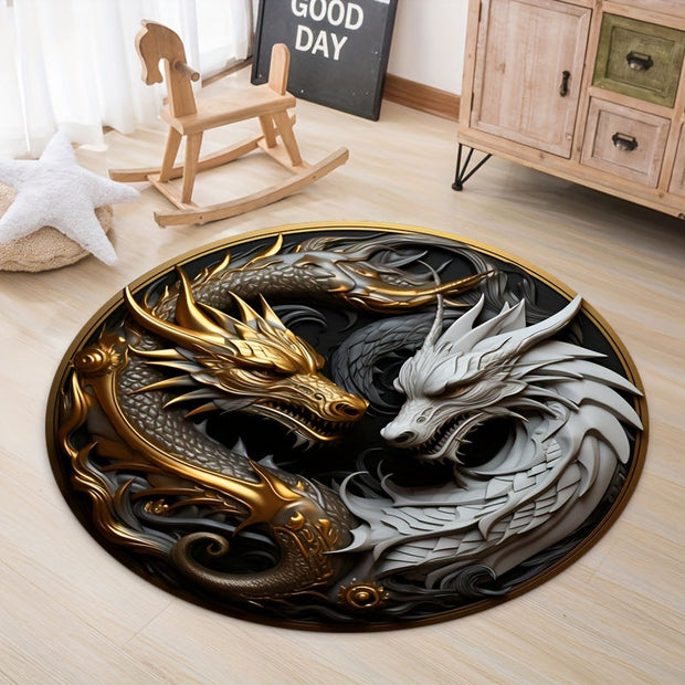 DragonWeave – Mystical Round Rug with Non-Slip Design