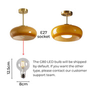 RetroGlow – 11" Vintage Semi-Flush Ceiling Light with Amber Glass Shade