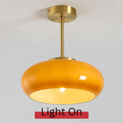 RetroGlow – 11" Vintage Semi-Flush Ceiling Light with Amber Glass Shade