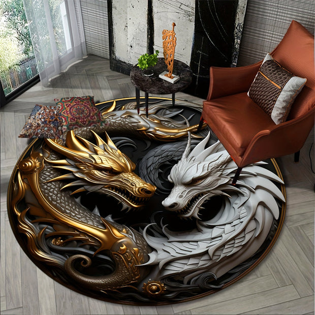 DragonWeave – Mystical Round Rug with Non-Slip Design