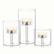 PureLight - Trio of Transparent Candle Holders for Elegant Tables