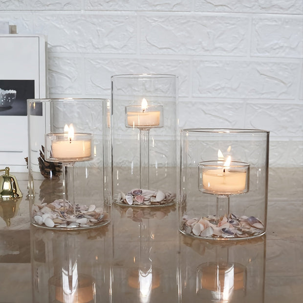 PureLight - Trio of Transparent Candle Holders for Elegant Tables