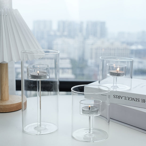 PureLight - Trio of Transparent Candle Holders for Elegant Tables