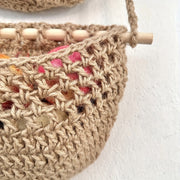 BohoHaven - Woven Wall Basket with 6 Hooks