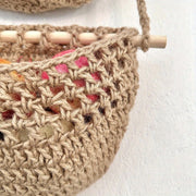 BohoHaven - Woven Wall Basket with 6 Hooks