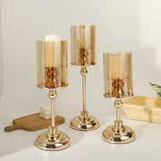 NuptialGlow - Retro Luxe Candleholder Set for Weddings