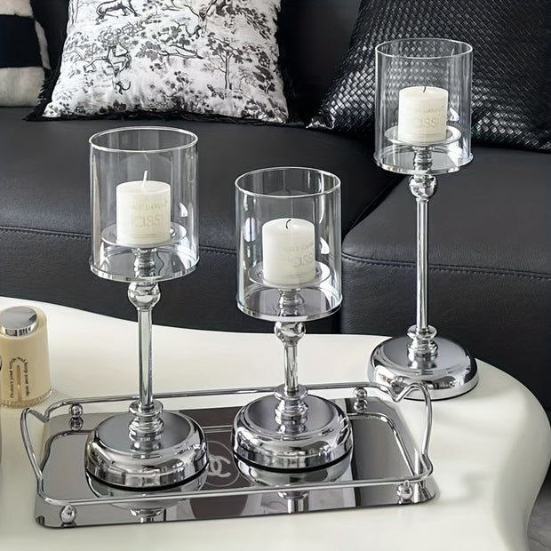 NuptialGlow - Retro Luxe Candleholder Set for Weddings