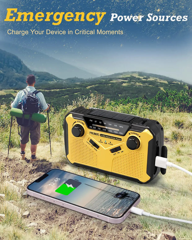 PowerAlert – Reliable Emergency Radio with Hand Crank & USB Charging