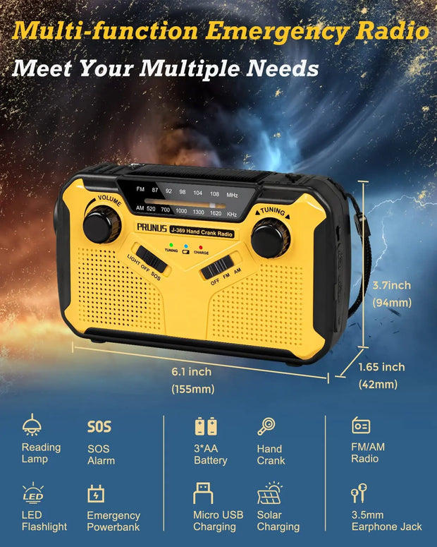 PowerAlert – Reliable Emergency Radio with Hand Crank & USB Charging