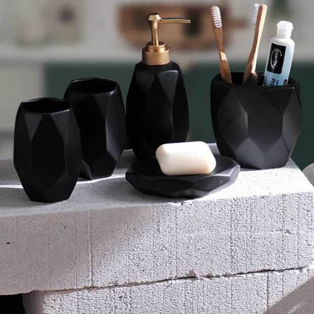 BrightCeramic - Elegant 5-Piece Polygon Bathroom Set