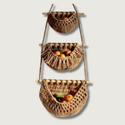 BohoHaven - Woven Wall Basket with 6 Hooks