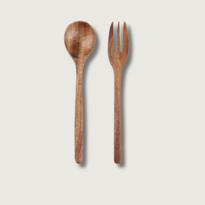 NatureSet - Burlywood Kitchen Spoon and Fork Pair