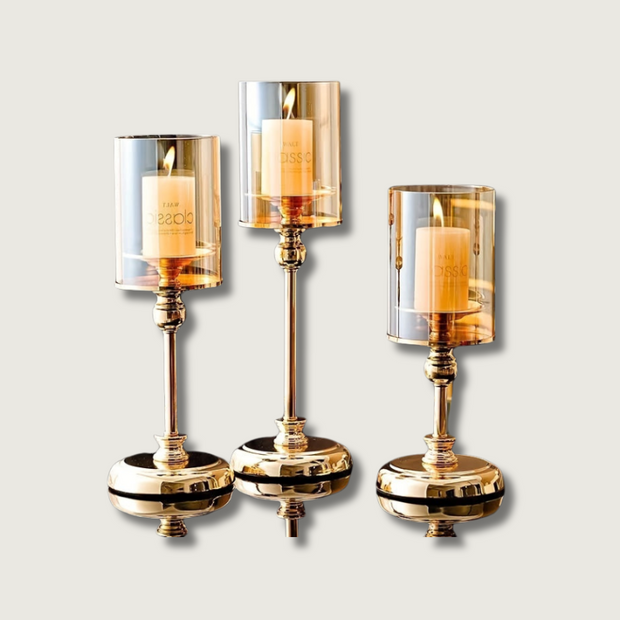 NuptialGlow - Retro Luxe Candleholder Set for Weddings