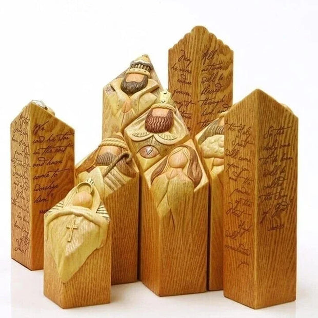 LumaGlory - 9-Piece Nativity Tree Statue Set