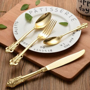 RoyalFeast – Luxurious Stainless Steel Gold Cutlery Set (24 Pieces)