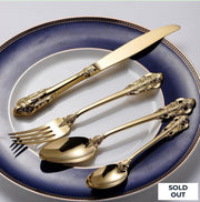 RoyalFeast – Luxurious Stainless Steel Gold Cutlery Set (24 Pieces)