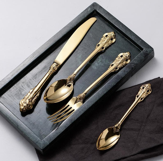 RoyalFeast – Luxurious Stainless Steel Gold Cutlery Set (24 Pieces)